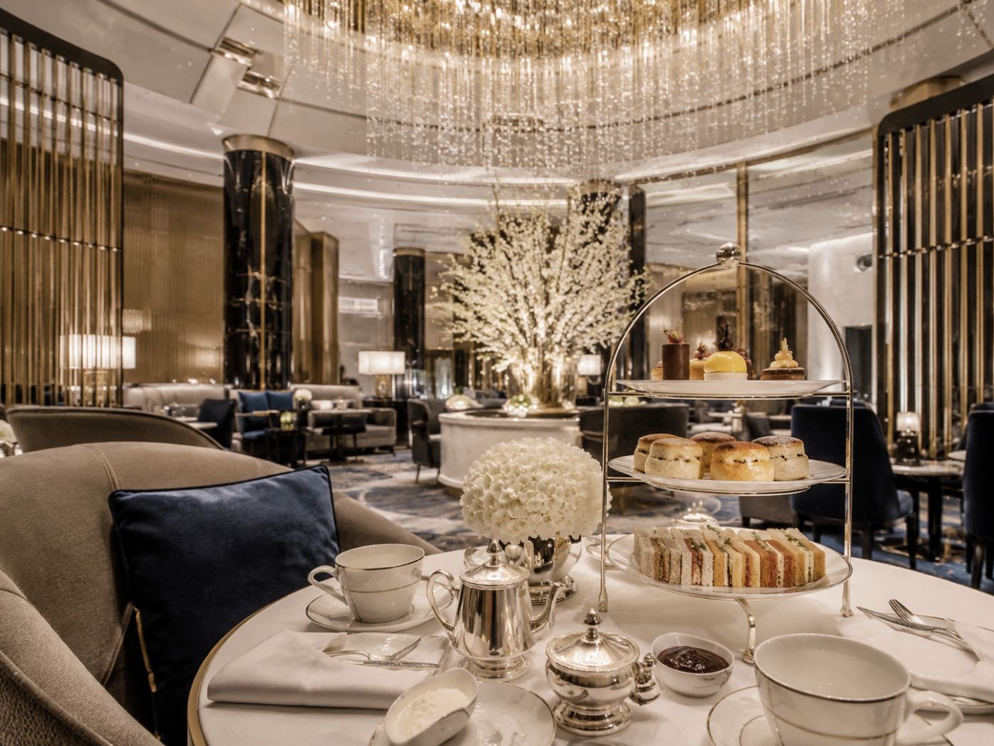 Afternoon tea in a luxury hotel