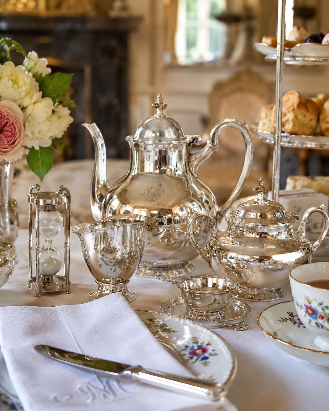 Luxury tea setting with fine gilded crockery